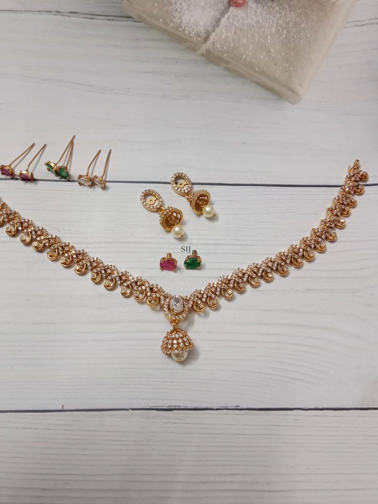 Colour Changing AD Necklace With Jhumkas