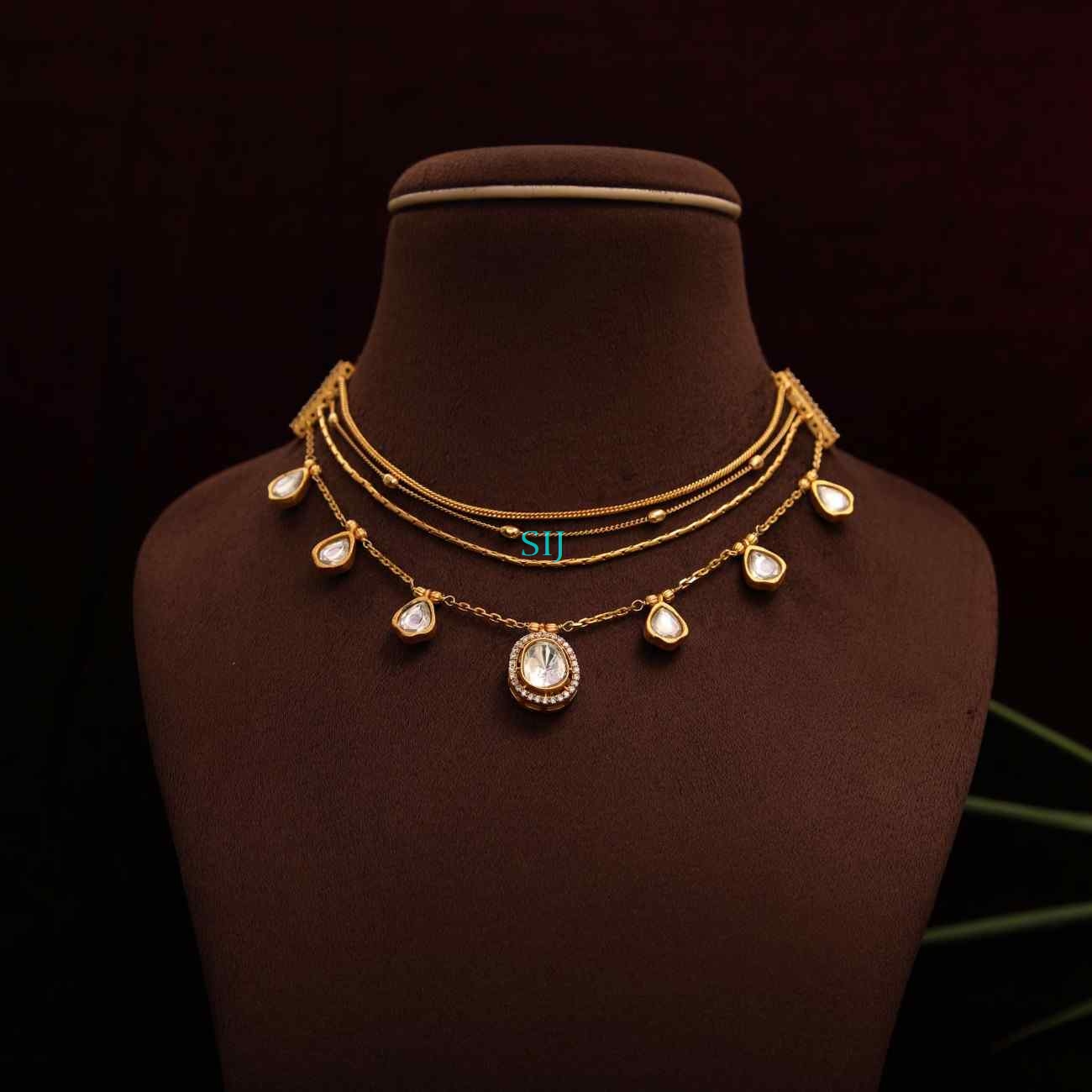Gold Plated Four Layer Kundan Necklace