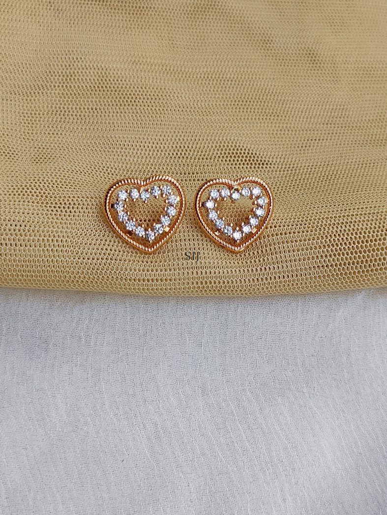 Heart Shape Rose Gold Ear Studs