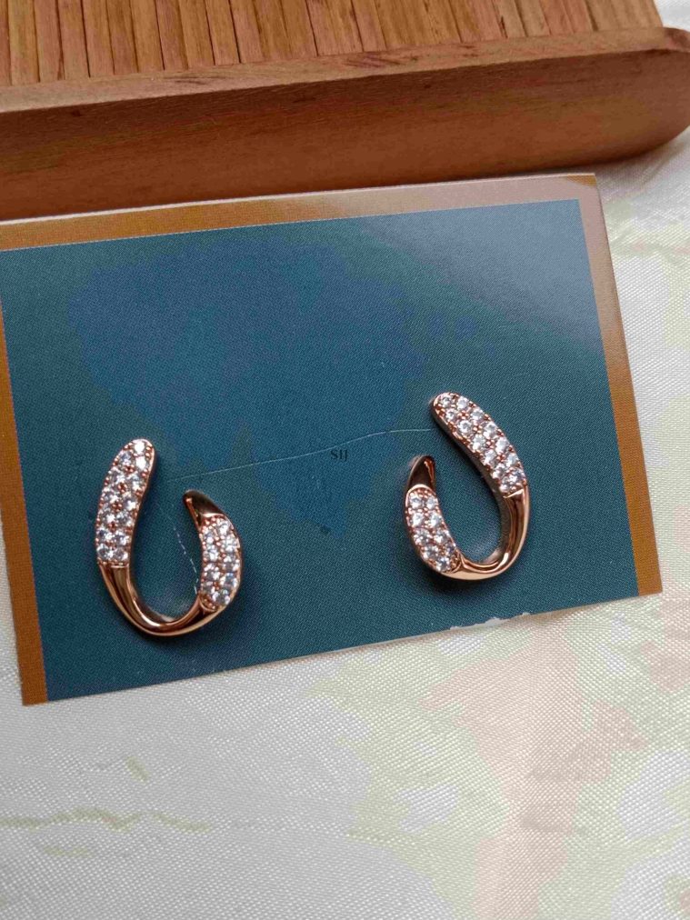 Imitation C Shape AD Earrings