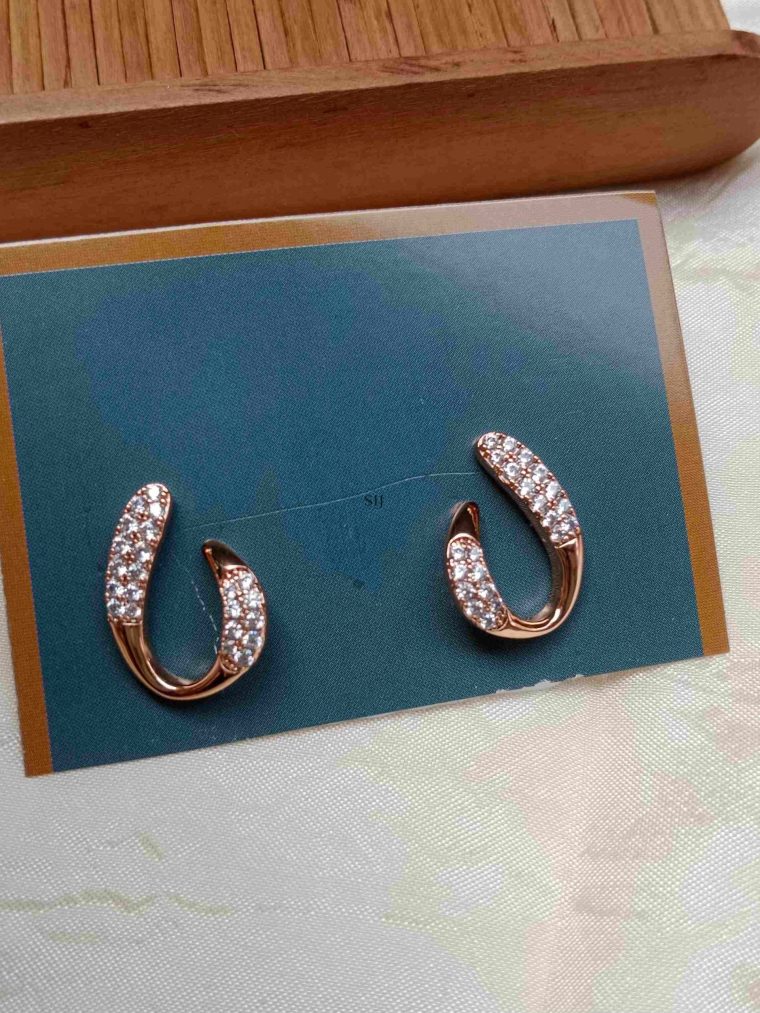 Imitation C Shape AD Earrings