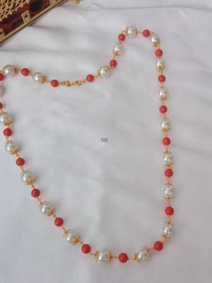 Imitation Coral & Pearl Chain