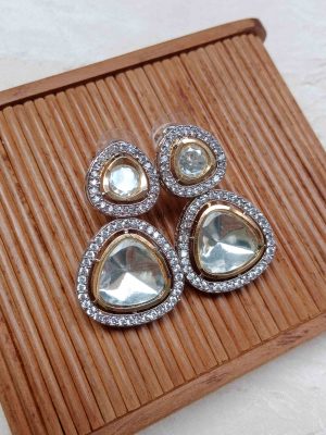 Imitation Sparkling Victorian Polki Drop Earrings