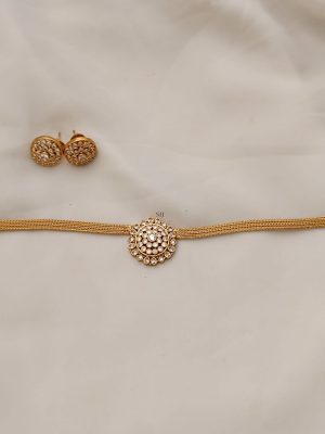 Matte Finish White Beaded Choker