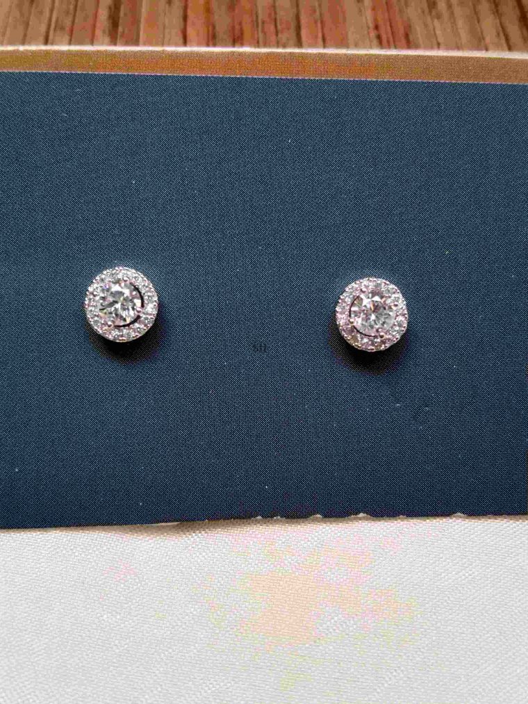 Matte Finish White Stone Ear Studs