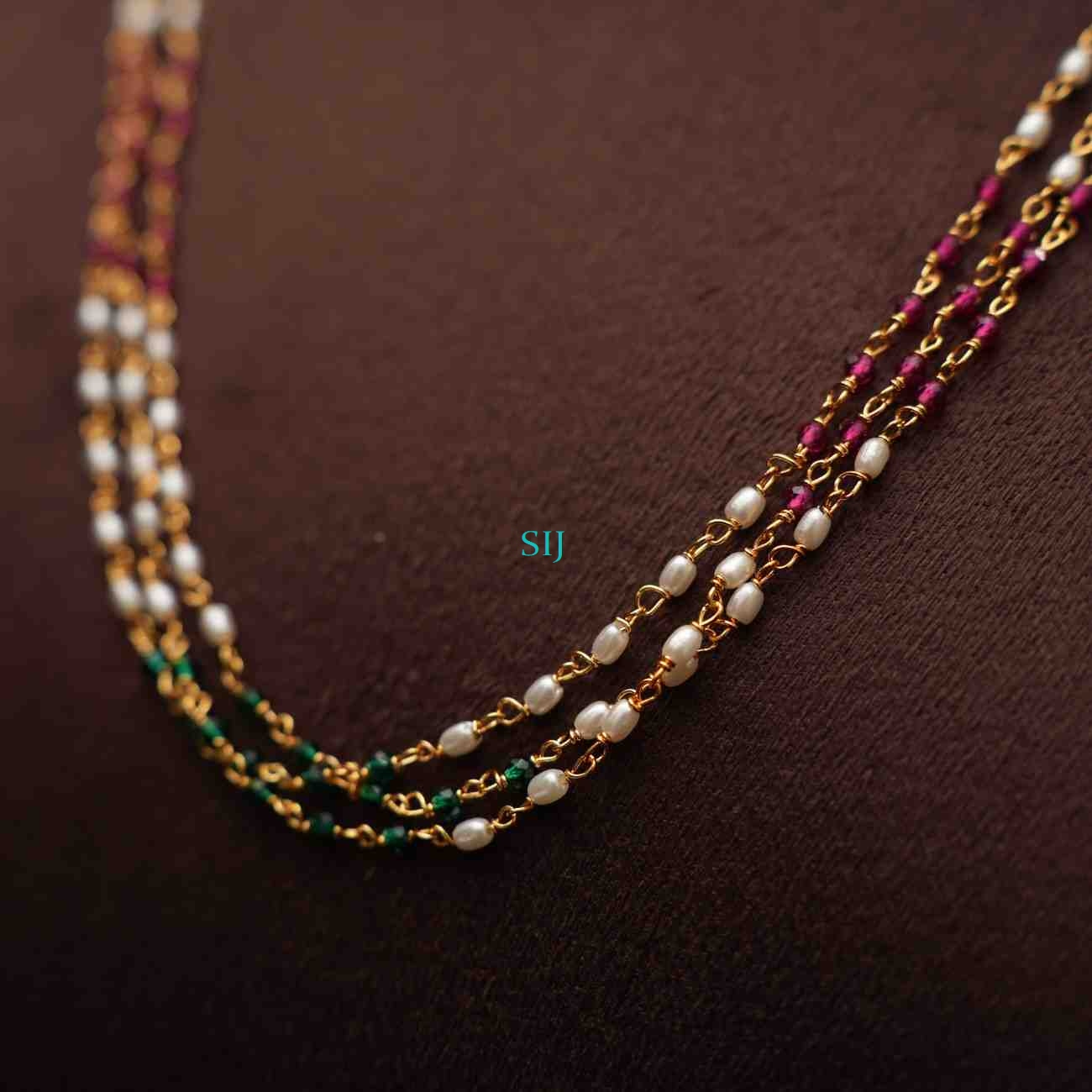 Multicolor Beaded Three Layer Necklace - South India Jewels