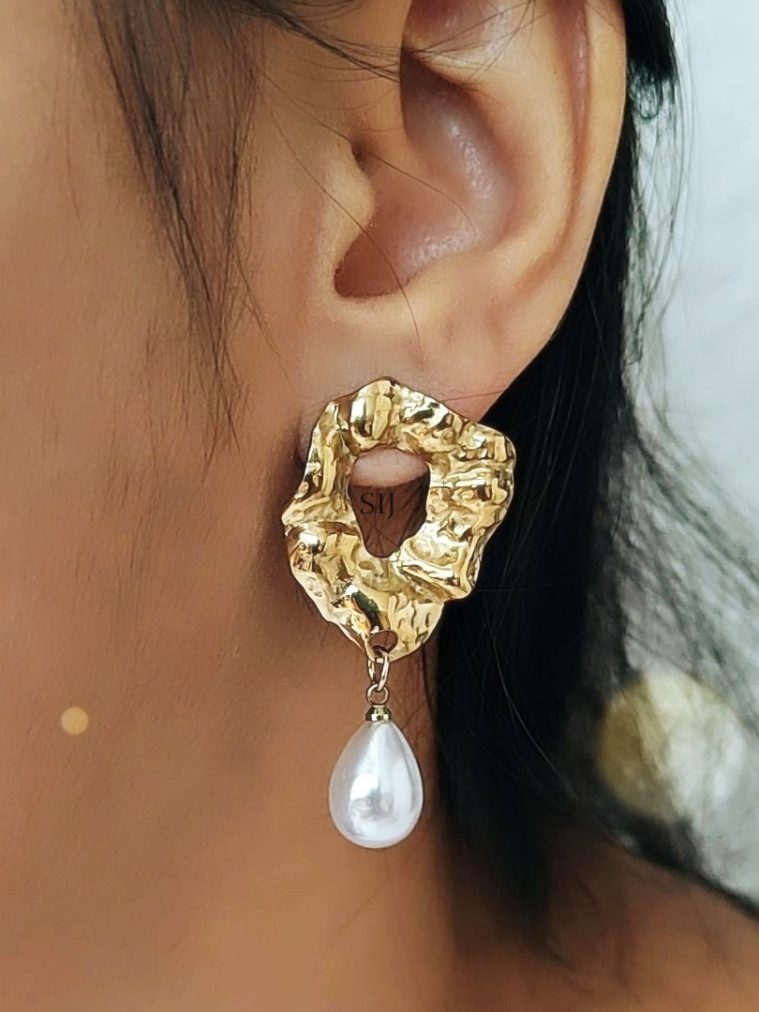 Pearl Drop Gold Plated Magnificent Designer Earrings