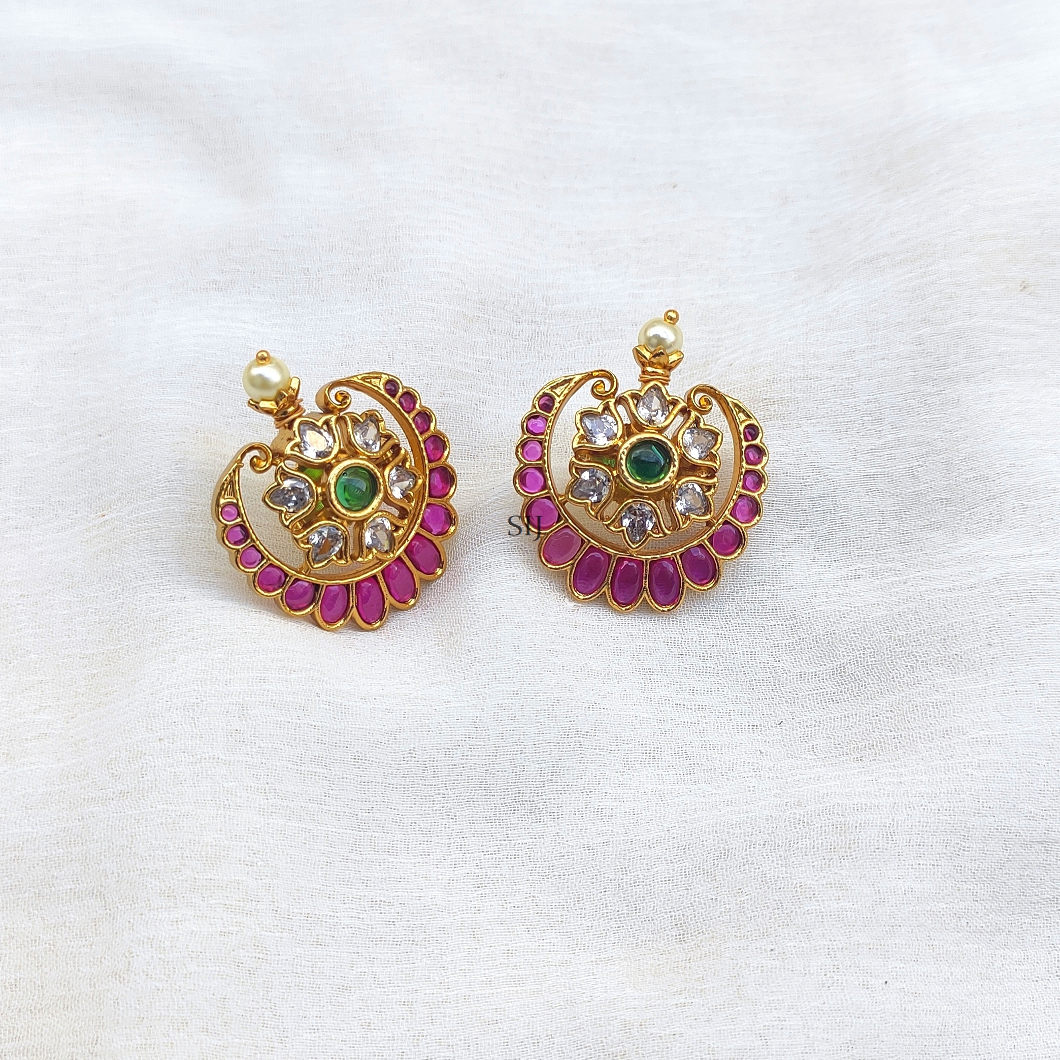 Gold Plated Multi Color Kemp Ear Studs
