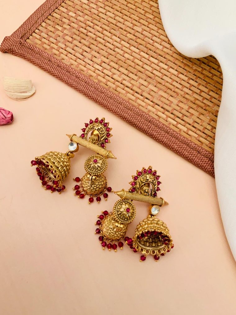 Imitation Gold Plated Dual Jhumkas