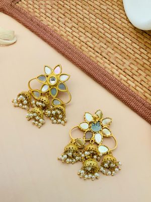 Imitation Gold Plated Kundan Stones Earrings