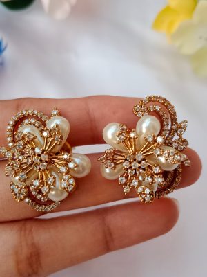 Pearl And Flower Victorian Earrings