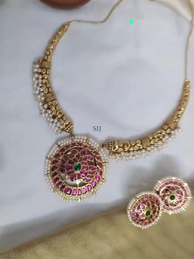 Round Peacock Jadau Kundan Hasli Necklace