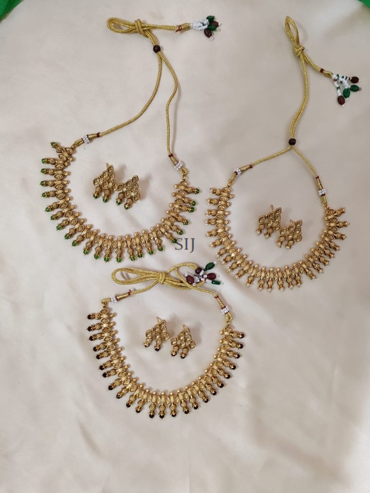 Imitation Pearl And Stones Necklace Set