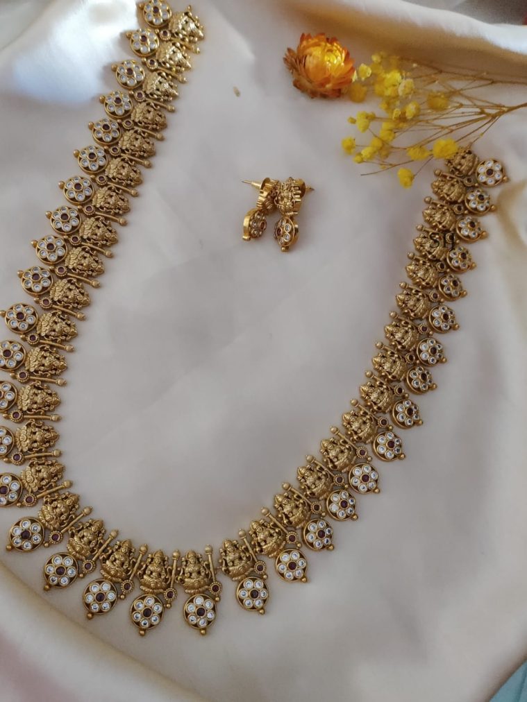 Traditional Lakshmi Motif Long Necklace