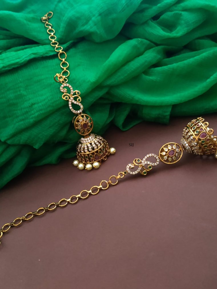 Imitation Multi Stones Jhumkas with Maatals