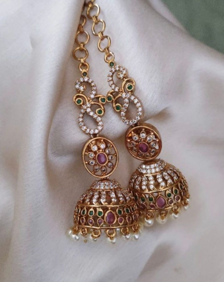 Imitation Multi Stones Jhumkas with Maatals