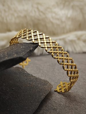 Zigzag Design Gold Plated Stake Bangle Bracelet