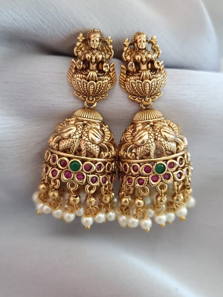 Traditional Lakshmi and Twin Peacock Jhumkas