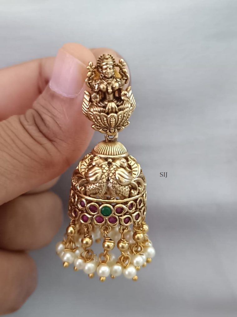 Traditional Lakshmi and Twin Peacock Jhumkas