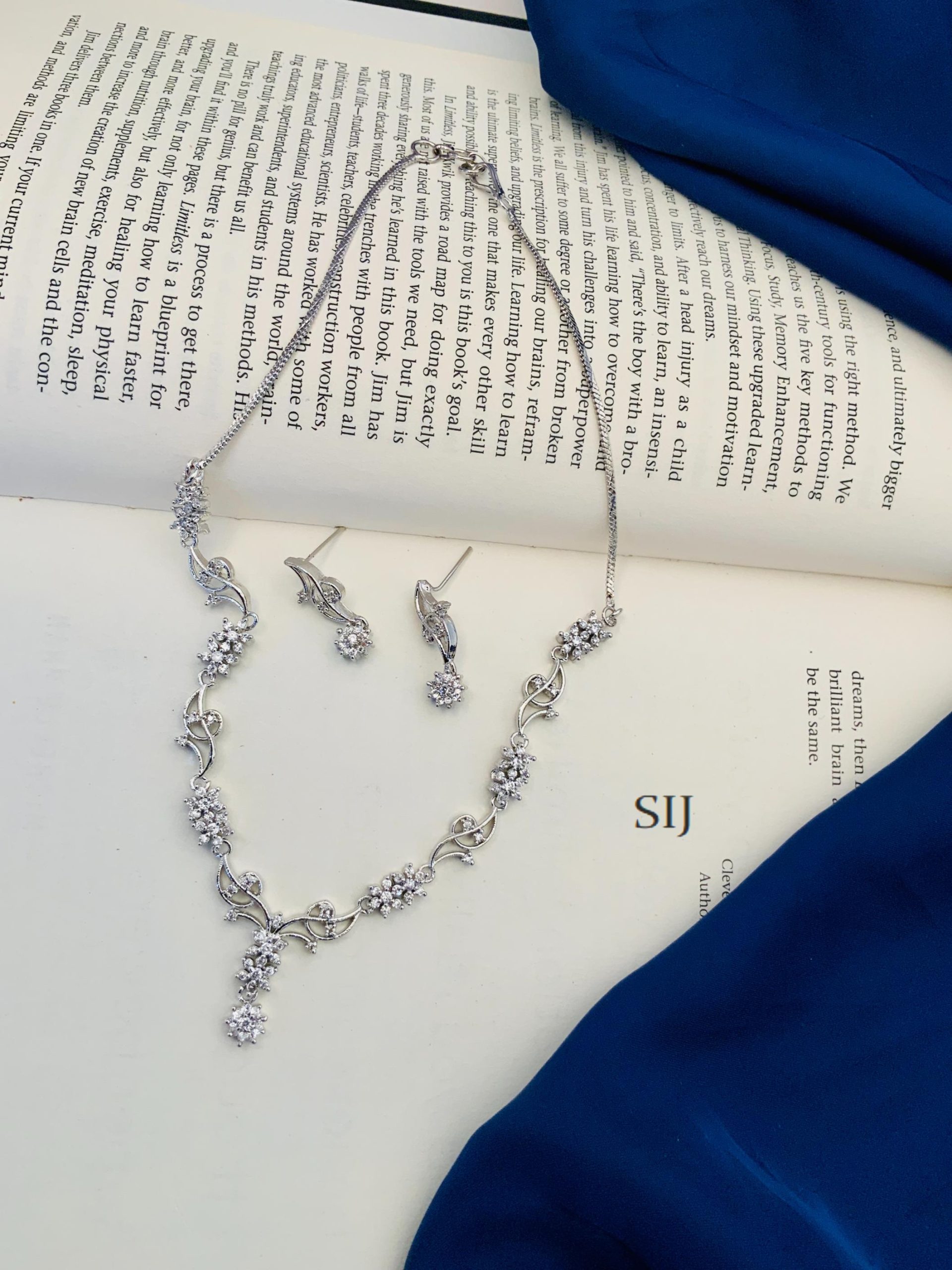 Artificial Silver Plated American Diamond Necklace