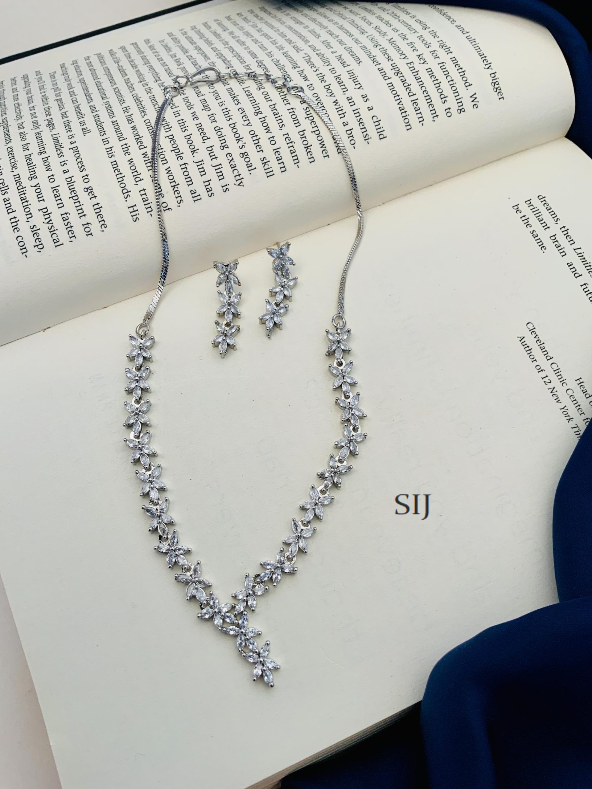 Traditional Silver Plated American Diamond Necklace