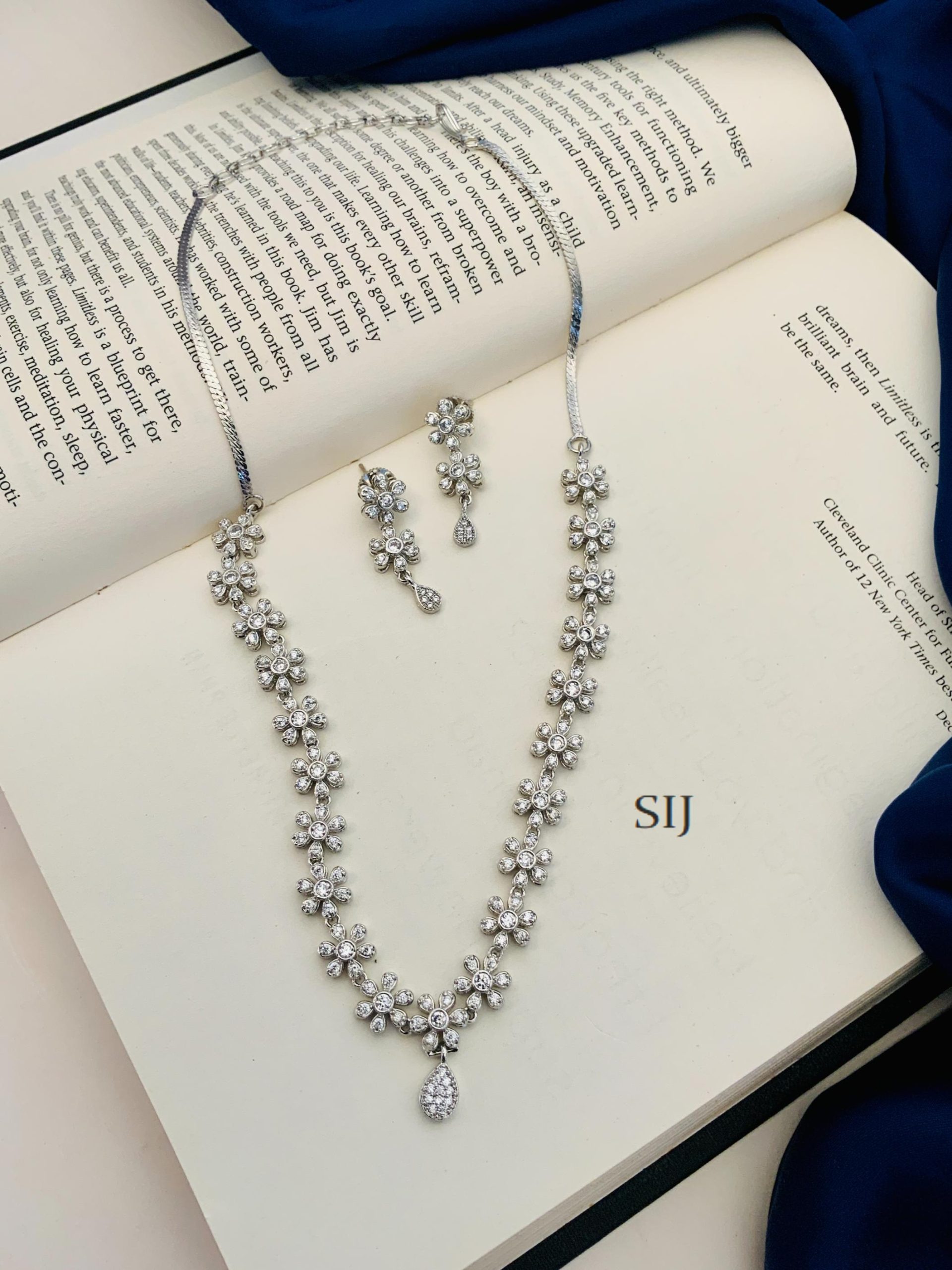 American Diamond Silver Plated Necklace