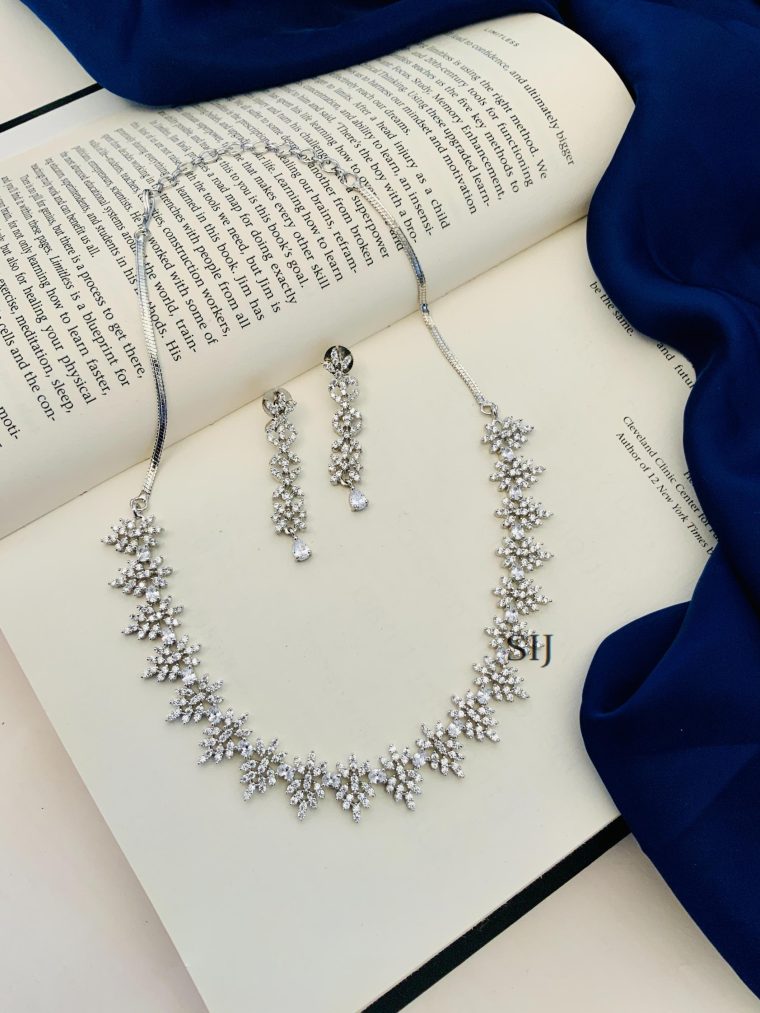 Exclusive Silver Plated American Diamond Necklace