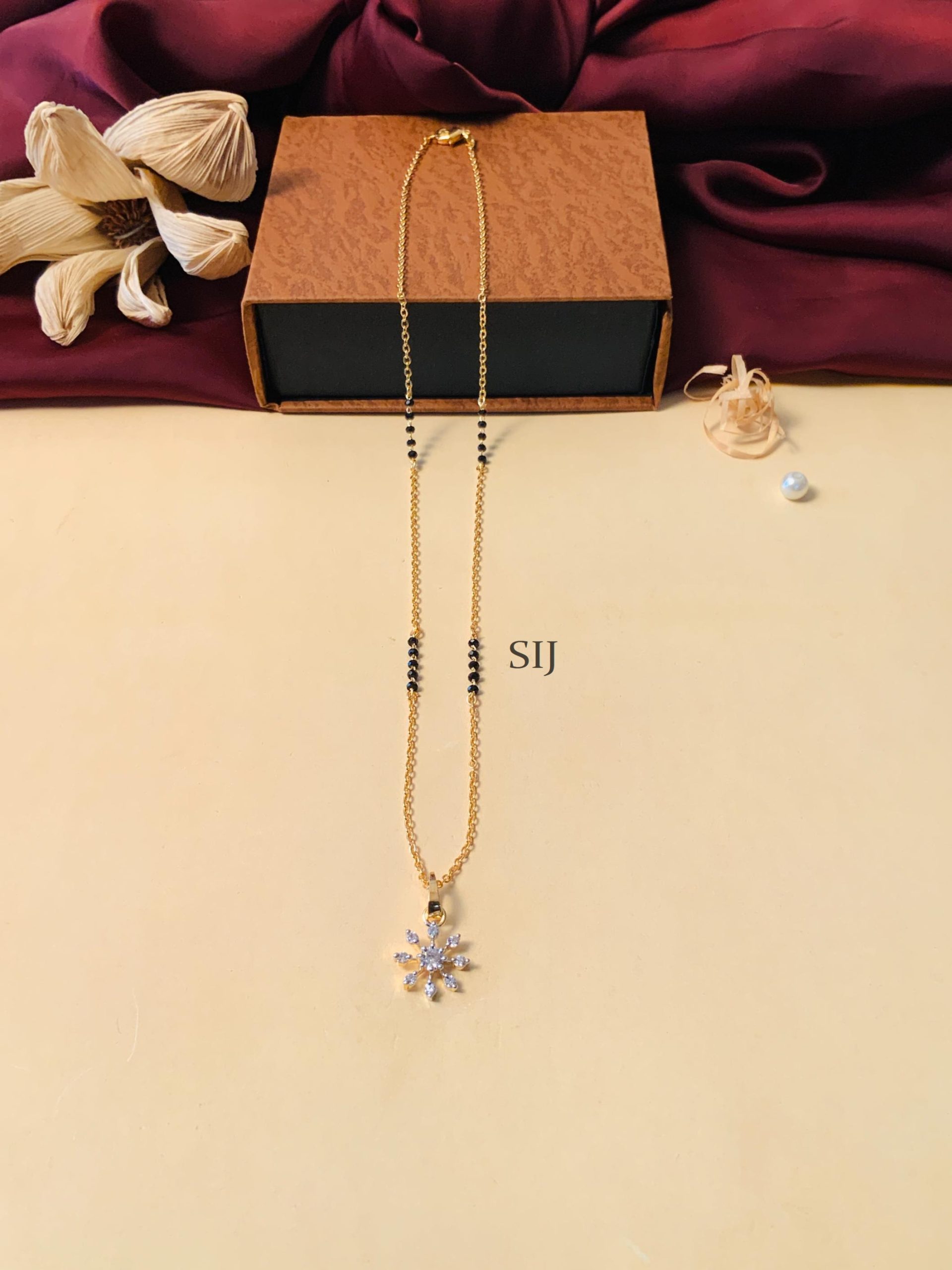 Contemporary Gold Plated Solitaire Diamond Mangalsutra