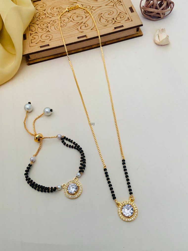 American Diamond Mangalsutra Combo Set