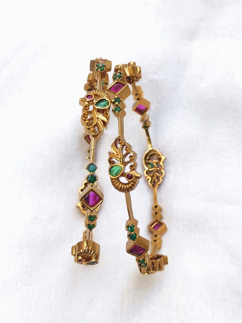 Antique Multicolor Stone Peacock Design Bangles