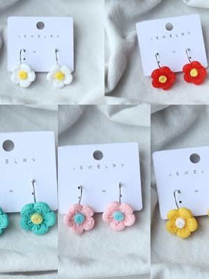 Artificial Flower Design Hoops Earrings