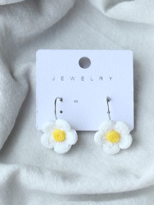 Artificial Flower Design Hoops Earrings