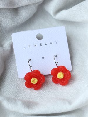 Artificial Flower Design Hoops Earrings