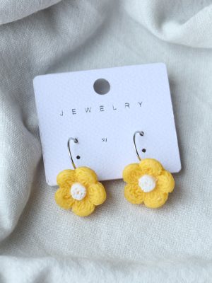 Artificial Flower Design Hoops Earrings