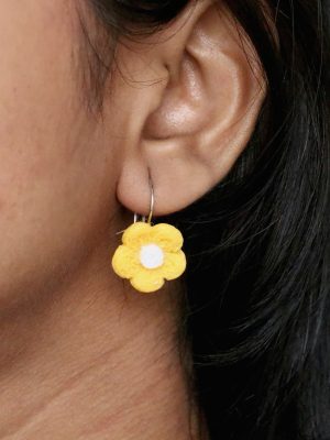 Artificial Flower Design Hoops Earrings