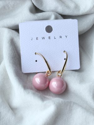 Artificial Glossy Ball Drop Earrings