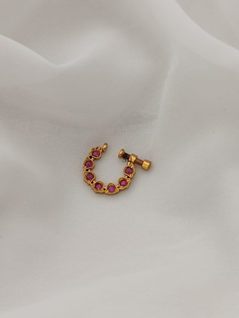 Artificial AD Stones Ruby Nose Pin - South India Jewels