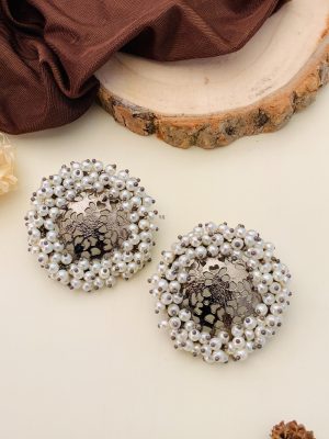 Artificial Silver-Plated Beaded Classic Studs