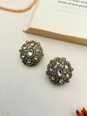 Artificial Silver-Plated white Stone Studded Ear Studs