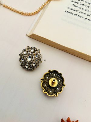 Artificial Silver-Plated white Stone Studded Ear Studs