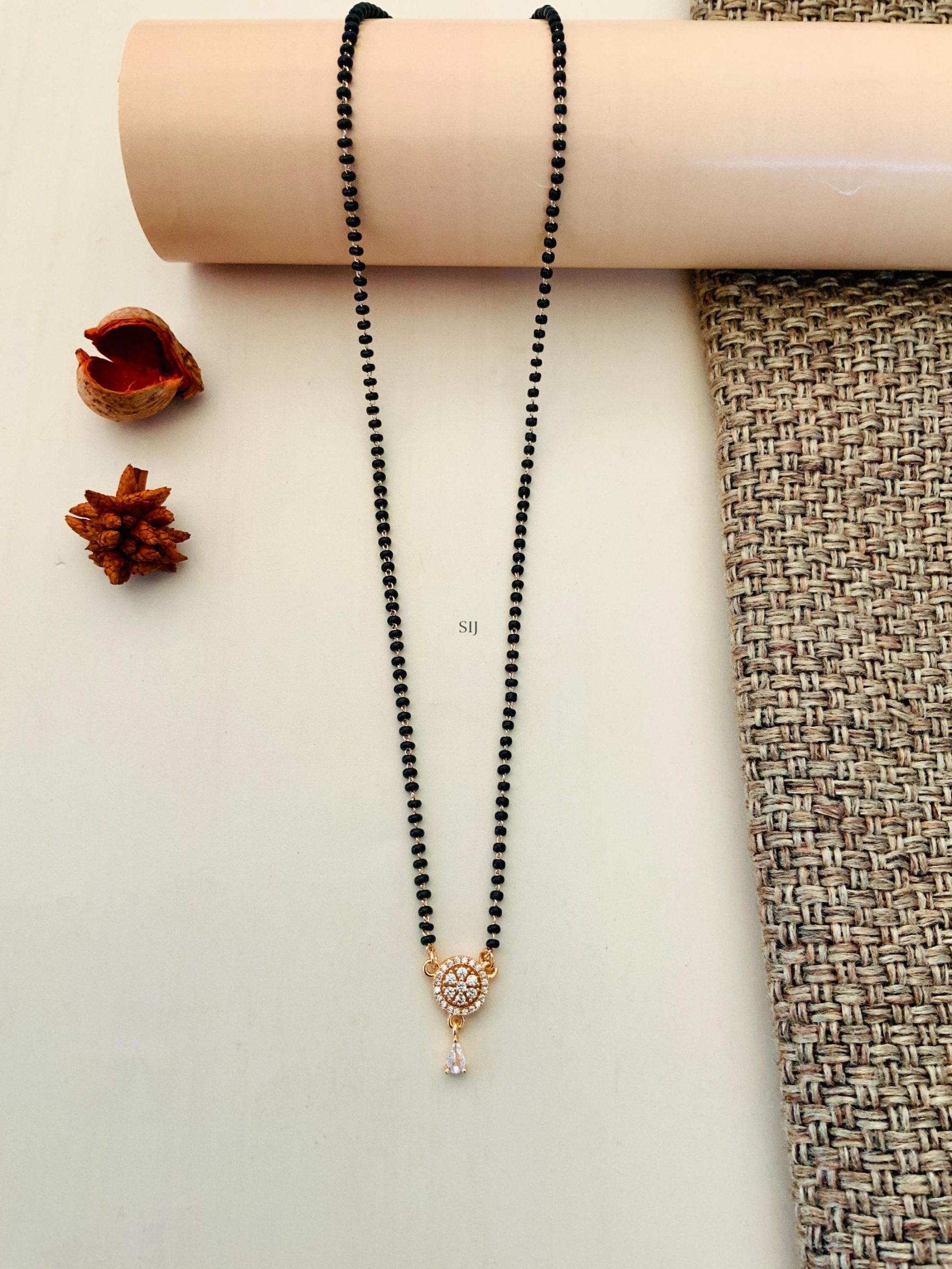 Flower Design Rose Gold Plated Diamond Mangalsutra