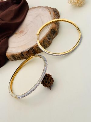 Gold Finish AD Studded Hoop Earrings