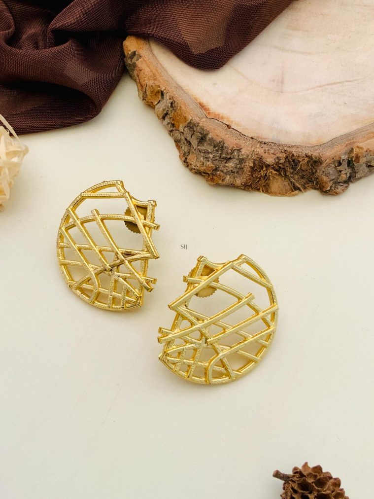 Gold Finish Birdcage Design Earrings