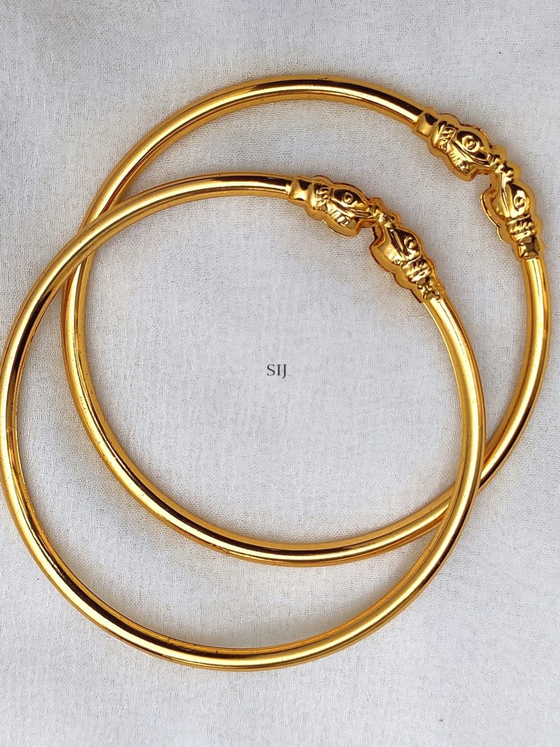 Gold Finish Elephant Design Bangles(Thin)