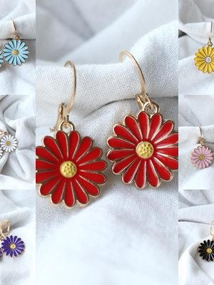 Gold Finish Floral Drop Earrings