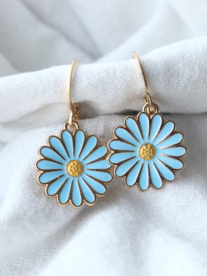 Gold Finish Floral Drop Earrings