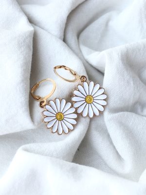 Gold Finish Floral Drop Earrings