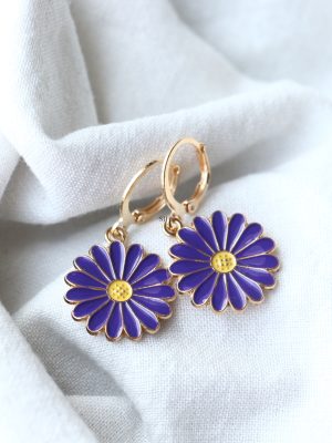 Gold Finish Floral Drop Earrings