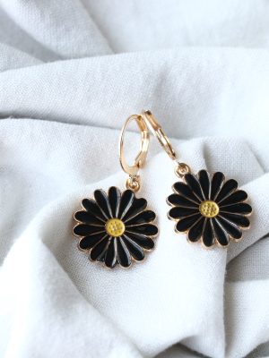 Gold Finish Floral Drop Earrings