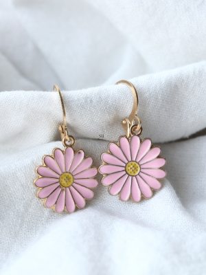 Gold Finish Floral Drop Earrings